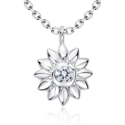 Beautiful Sunflower Shaped CZ Crystal Silver Necklace SPE-5251